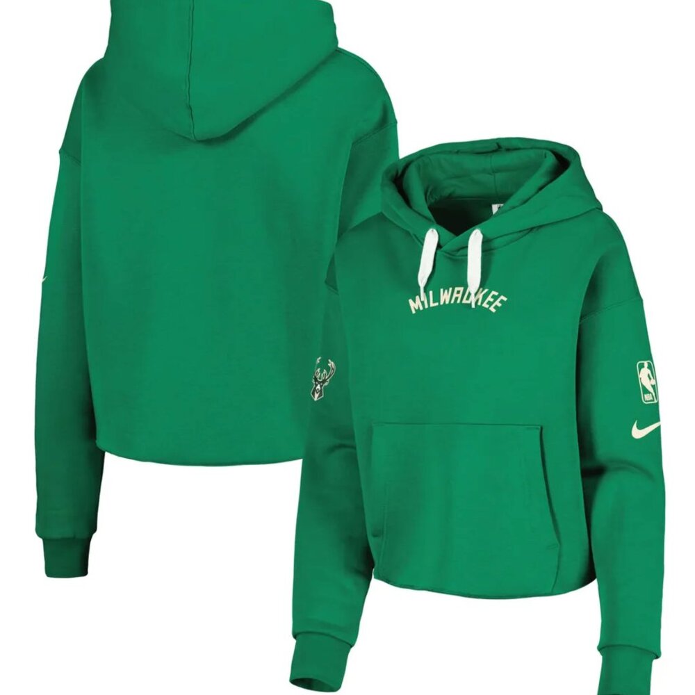 Ladies XL Nike Milwaukee Bucks Green Cropped Hoodie